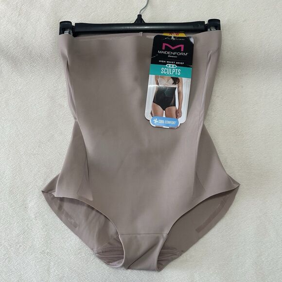 Maidenform Flexees Sculpts High Waist Brief Underwear Ultra Firm Womens Lg Beige - Picture 1 of 5